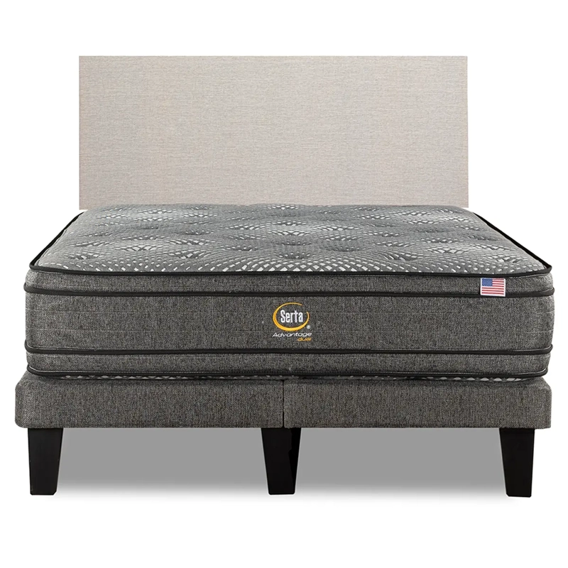CAMA EUROPEA SERTA ADVANTAGE DUAL 2 PLAZAS + RESPALDO PRAGA ARENA - 1