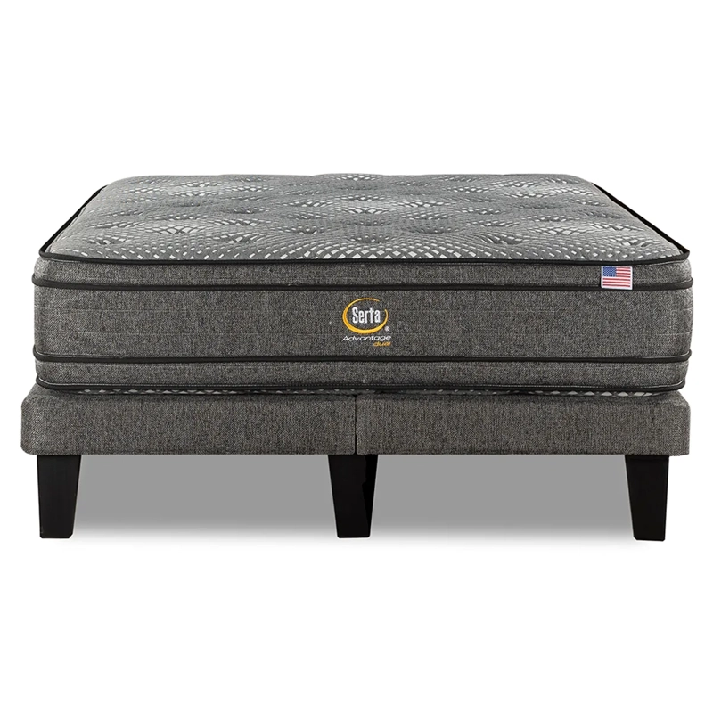 CAMA EUROPEA SERTA ADVANTAGE DUAL 2 PLAZAS + RESPALDO PRAGA GRIS - 2