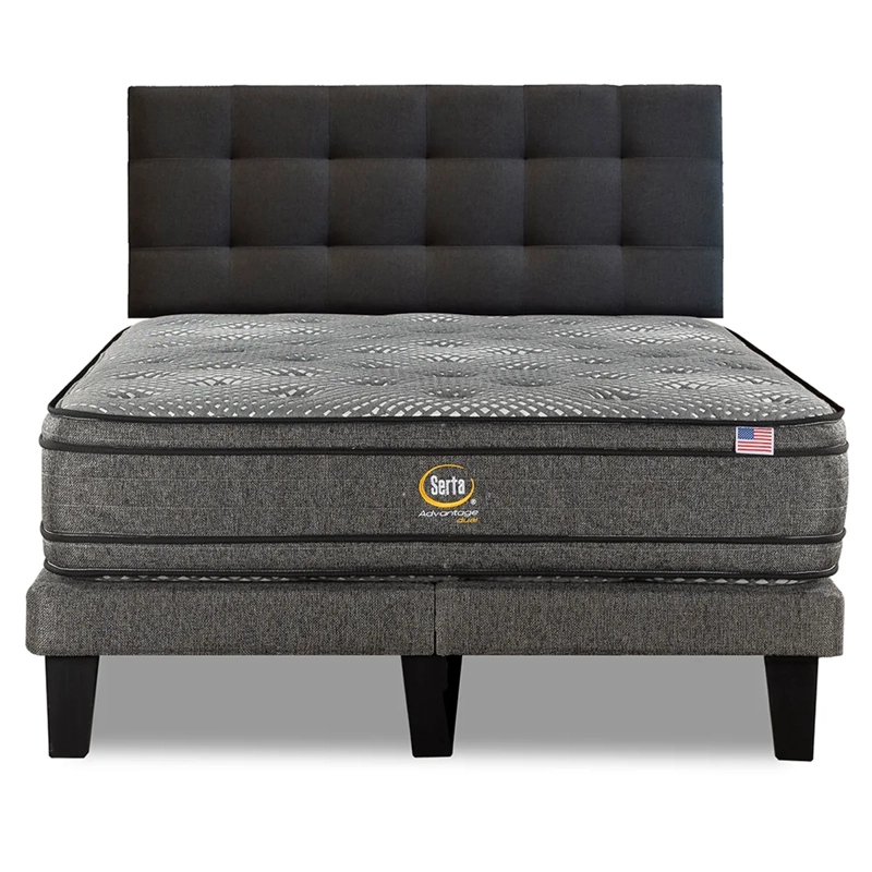 CAMA EUROPEA SERTA ADVANTAGE DUAL 2 PLAZAS + RESPALDO URBAN MARENGO - 1