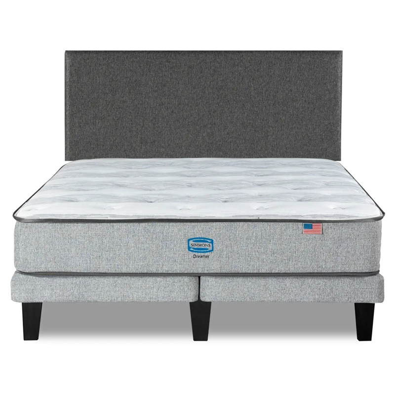 CAMA EUROPEA SIMMONS DREAMER 2 PLAZAS + RESPALDO PRAGA GRIS - 1