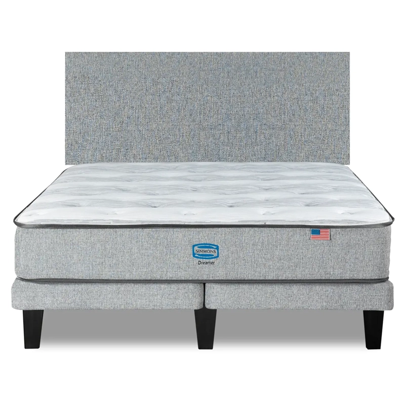 CAMA EUROPEA SIMMONS DREAMER 2 PLAZAS + RESPALDO PRAGA PLATA - 1
