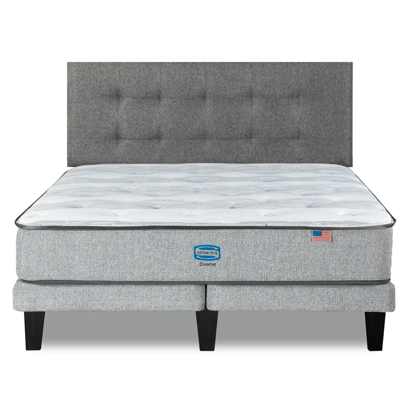 CAMA EUROPEA SIMMONS DREAMER 2 PLAZAS + RESPALDO URBAN GRIS - 1