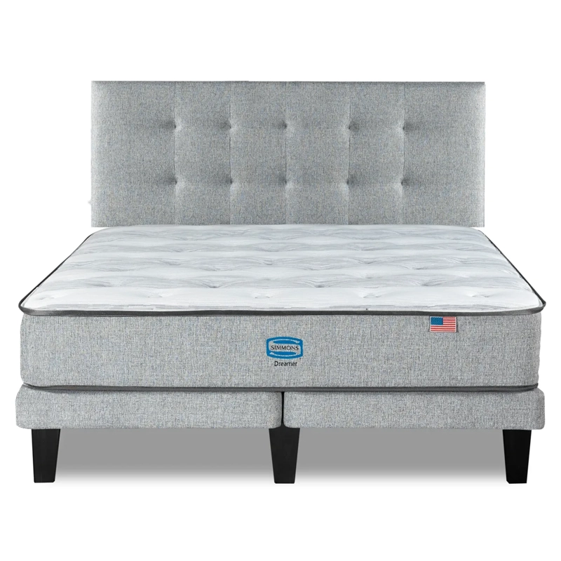 CAMA EUROPEA SIMMONS DREAMER 2 PLAZAS + RESPALDO URBAN PLATA - 1