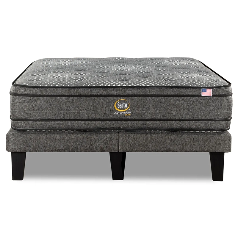 CAMA EUROPEA SERTA ADVANTAGE DUAL 2 PLAZAS + RESPALDO URBAN GRIS - 2