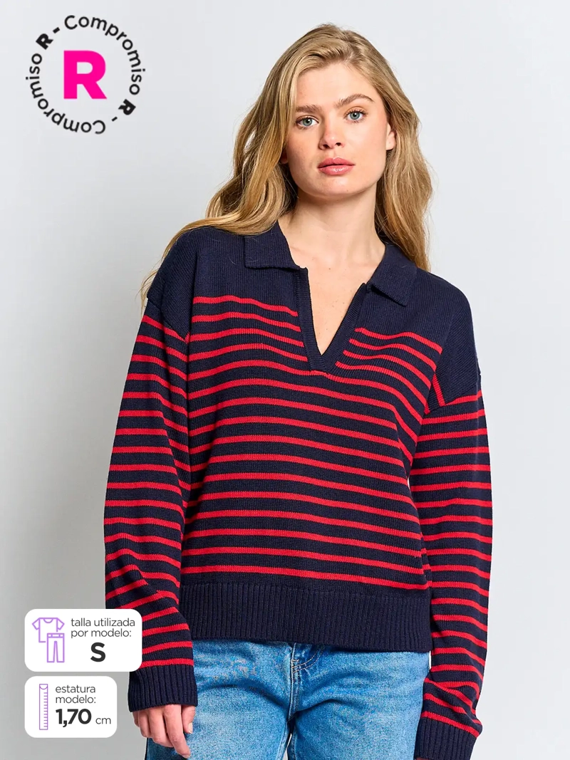 SWEATER MUJER PEPE JEANS ALGODÓN CUELLO POLO - 1
