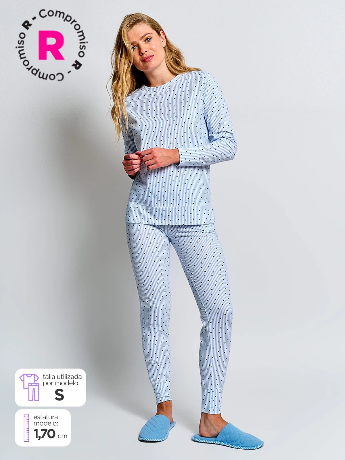 PIJAMA MUJER INDEX ALGODÓN MANGA LARGA - 1