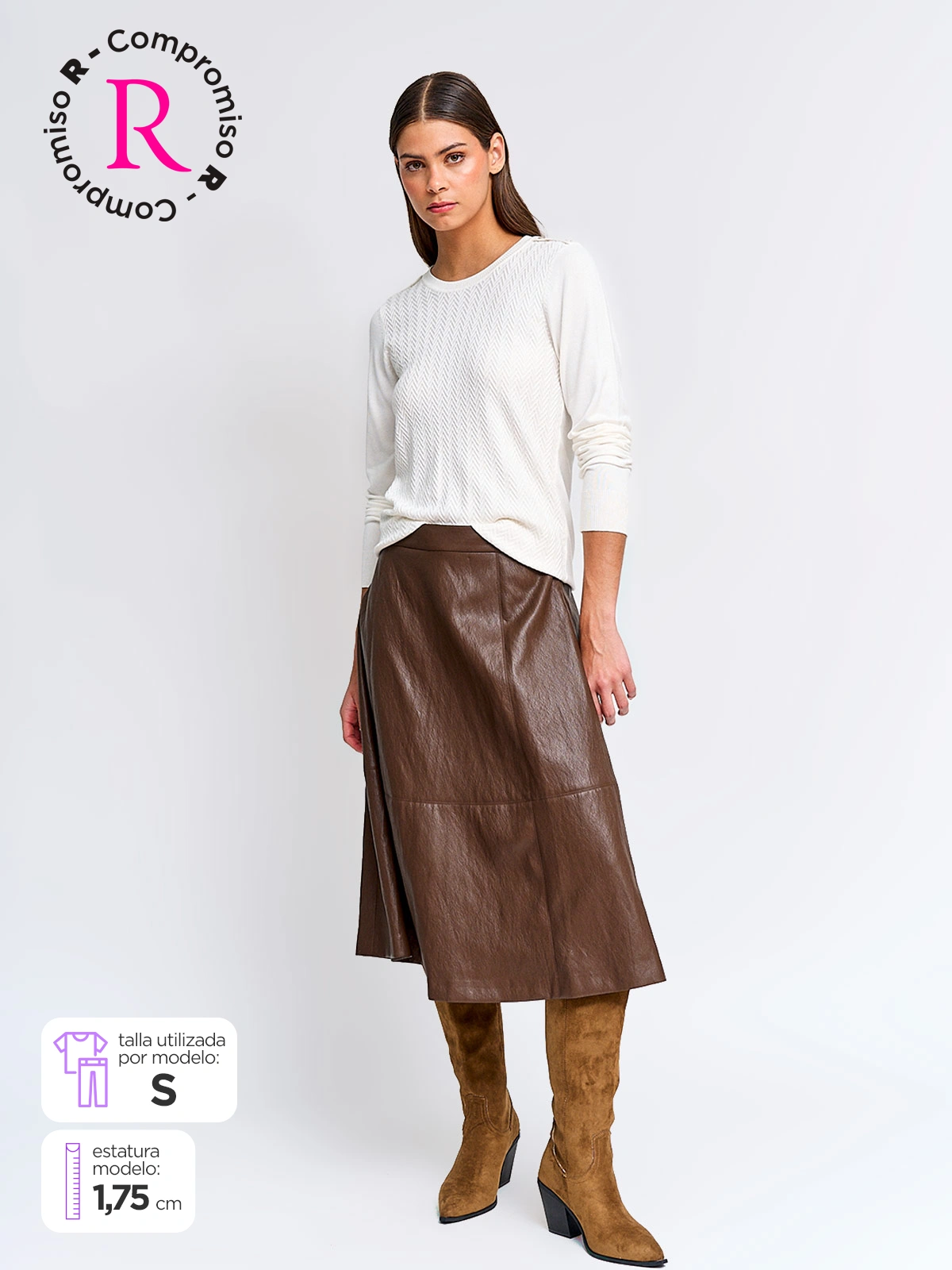 FALDA MUJER CACHAREL TIPO CUERO - 1