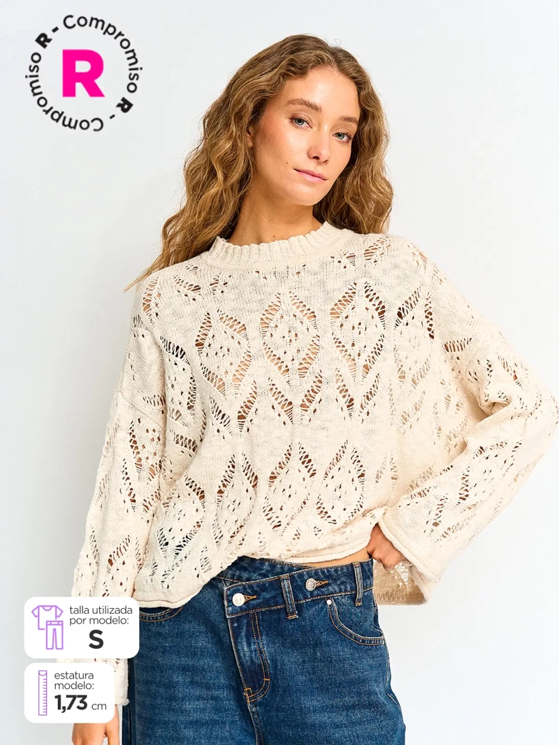 SWEATER MUJER BARBADOS ALGODÓN CALADO - 1