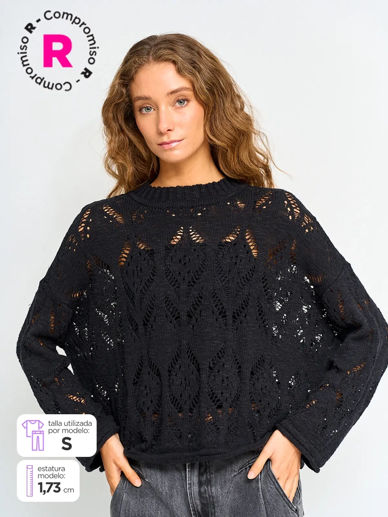 SWEATER MUJER BARBADOS ALGODÓN CALADO - 1