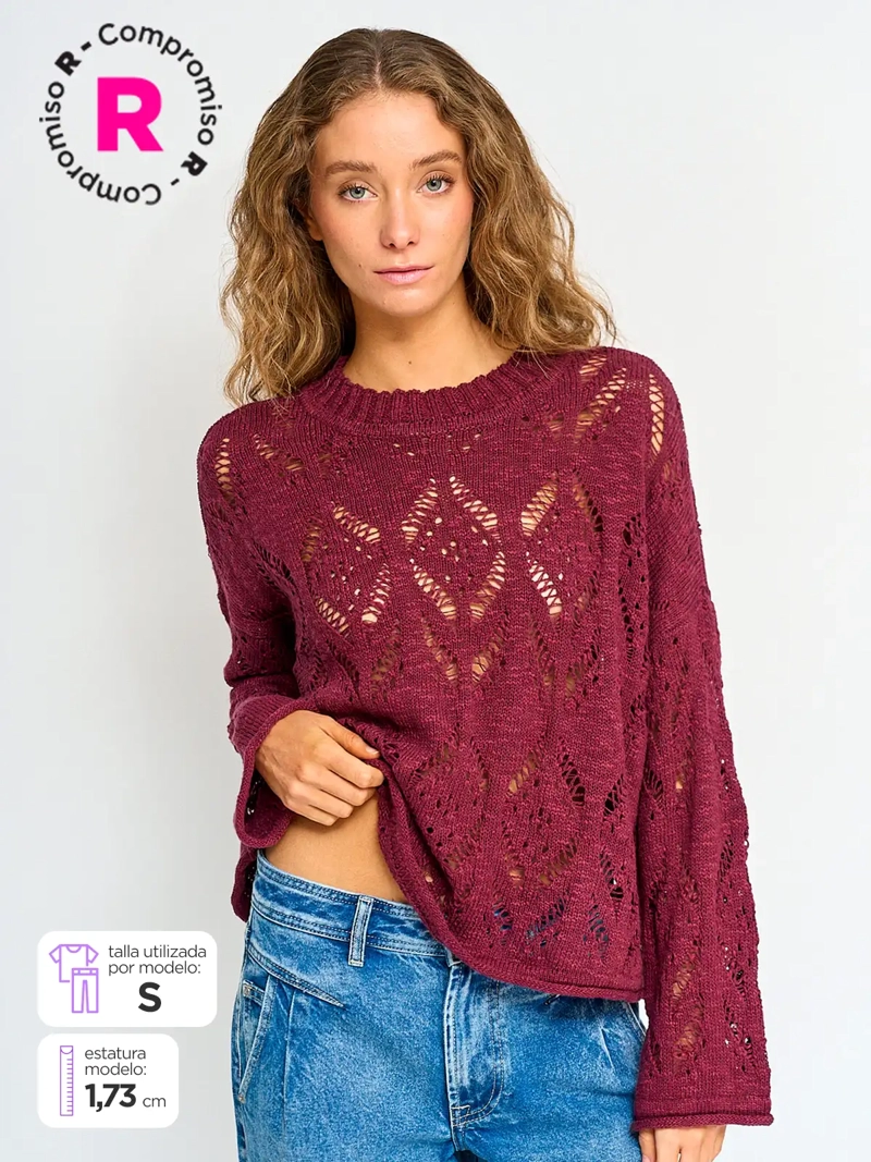 SWEATER MUJER BARBADOS ALGODÓN CALADO - 1