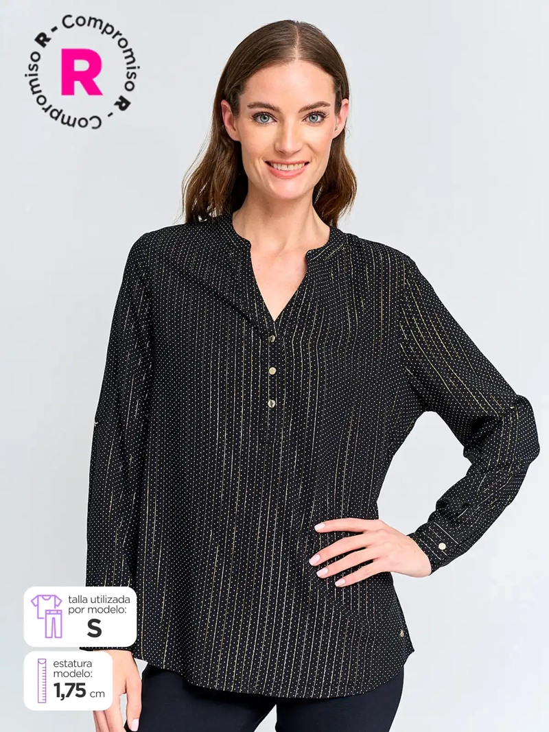 CACHAREL BLUSA MUJER CACHAREL CUELLO MAO MANGA LARGA ESTAMPADO