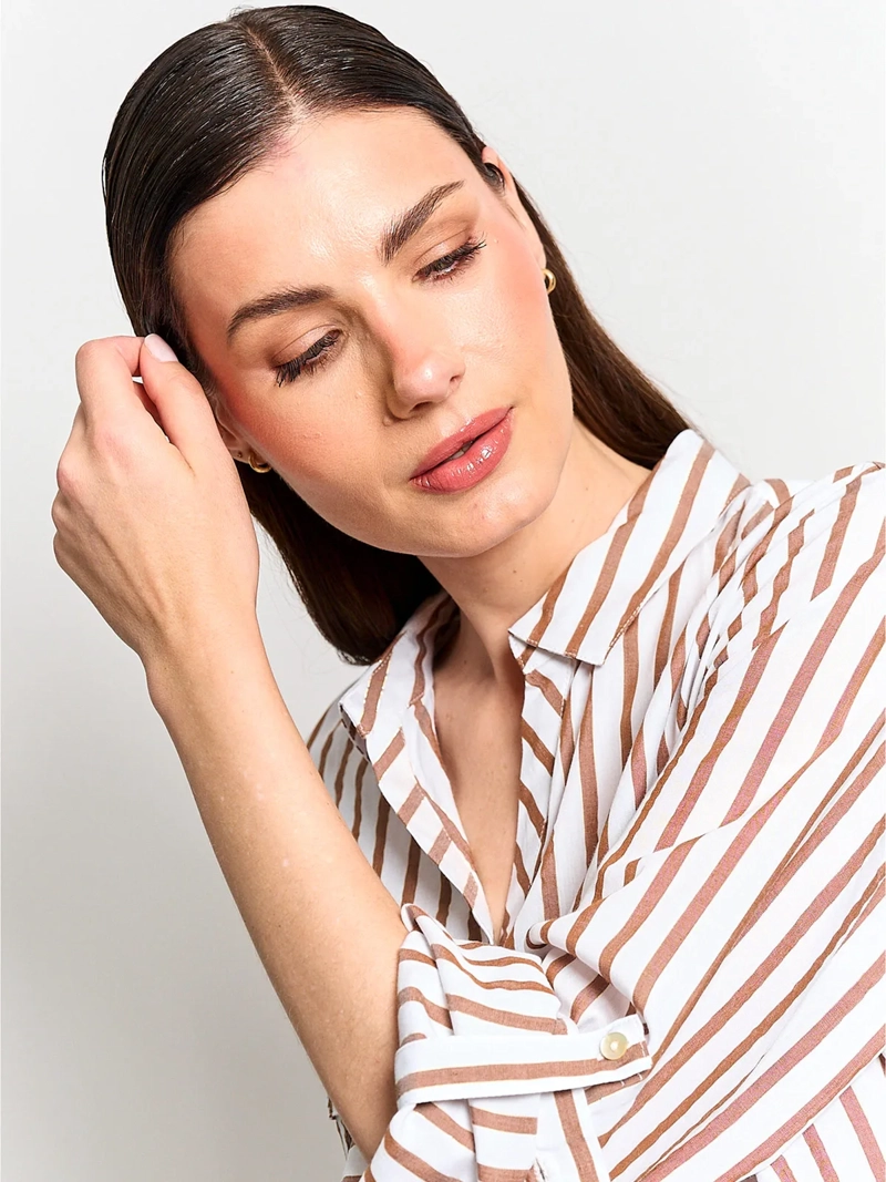 BLUSA MUJER CACHAREL MANGA LARGA CAMISERA ESTAMPADA - 3
