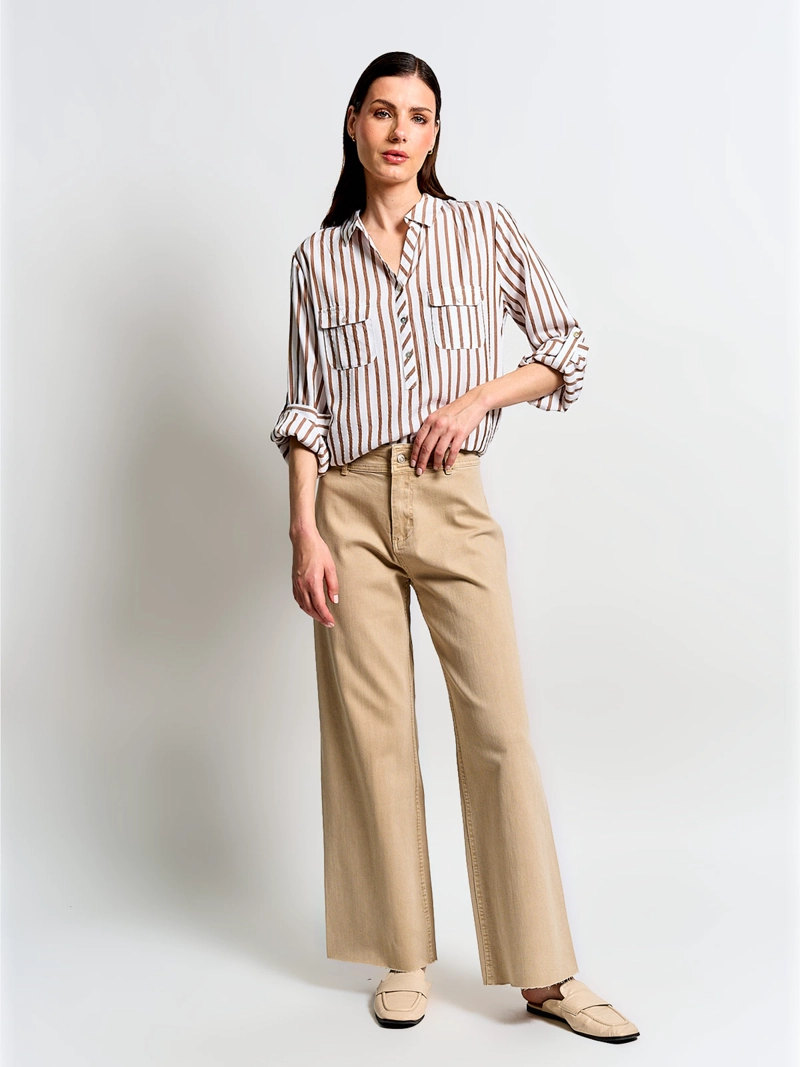 BLUSA MUJER CACHAREL MANGA LARGA CAMISERA ESTAMPADA - 4
