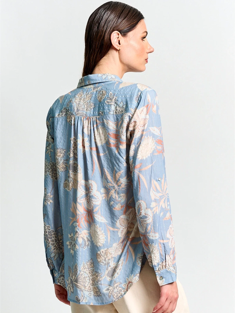 BLUSA MUJER CACHAREL MANGA LARGA CAMISERA ESTAMPADA - 2