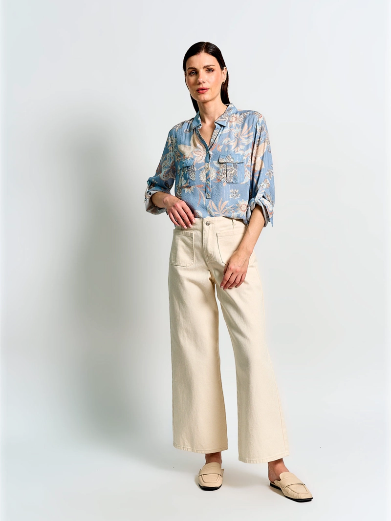 BLUSA MUJER CACHAREL MANGA LARGA CAMISERA ESTAMPADA - 4