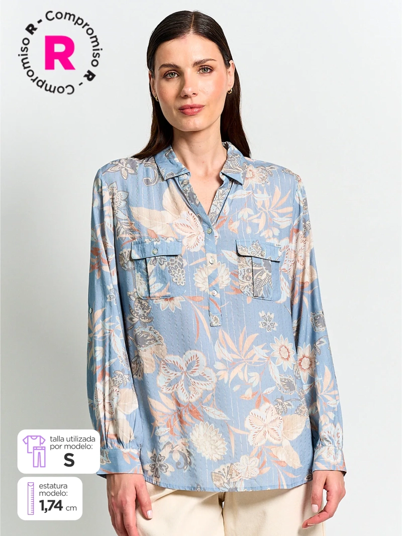 CACHAREL BLUSA MUJER CACHAREL MANGA LARGA CAMISERA ESTAMPADA