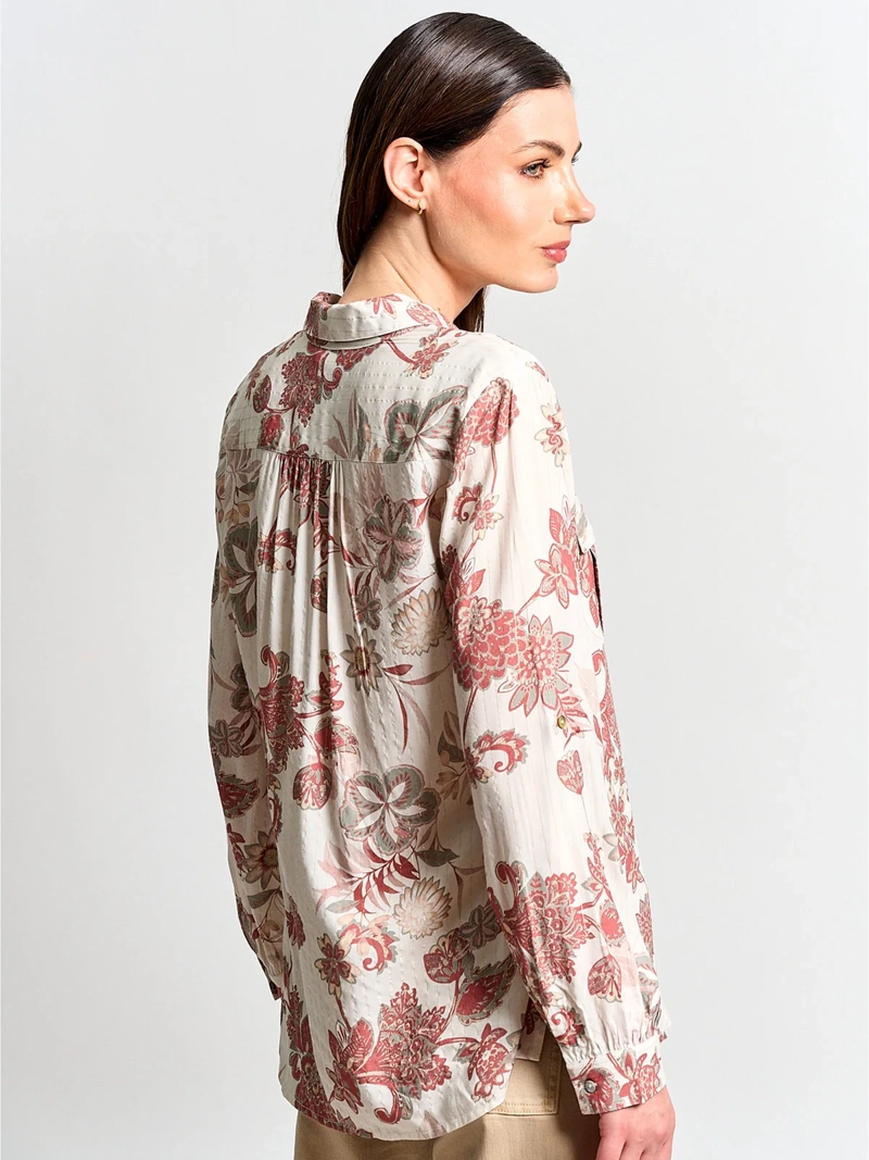 BLUSA MUJER CACHAREL MANGA LARGA CAMISERA ESTAMPADA - 2