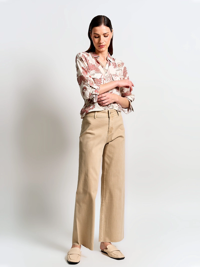 BLUSA MUJER CACHAREL MANGA LARGA CAMISERA ESTAMPADA - 4