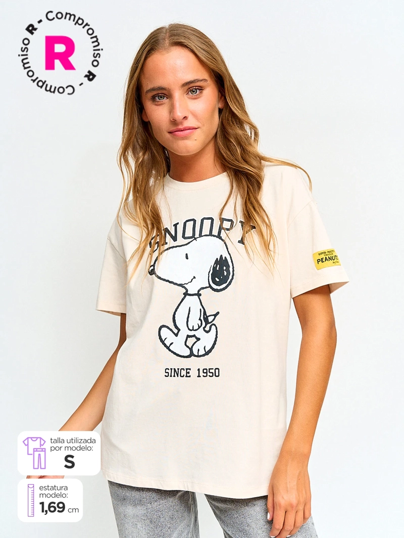 POLERA MUJER INDEX ALGODÓN MANGA CORTA SNOOPY - 1