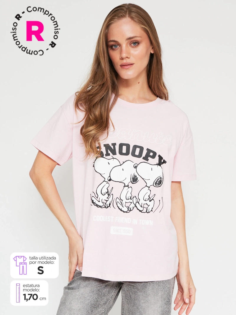 POLERA MUJER INDEX ALGODÓN MANGA CORTA SNOOPY - 1