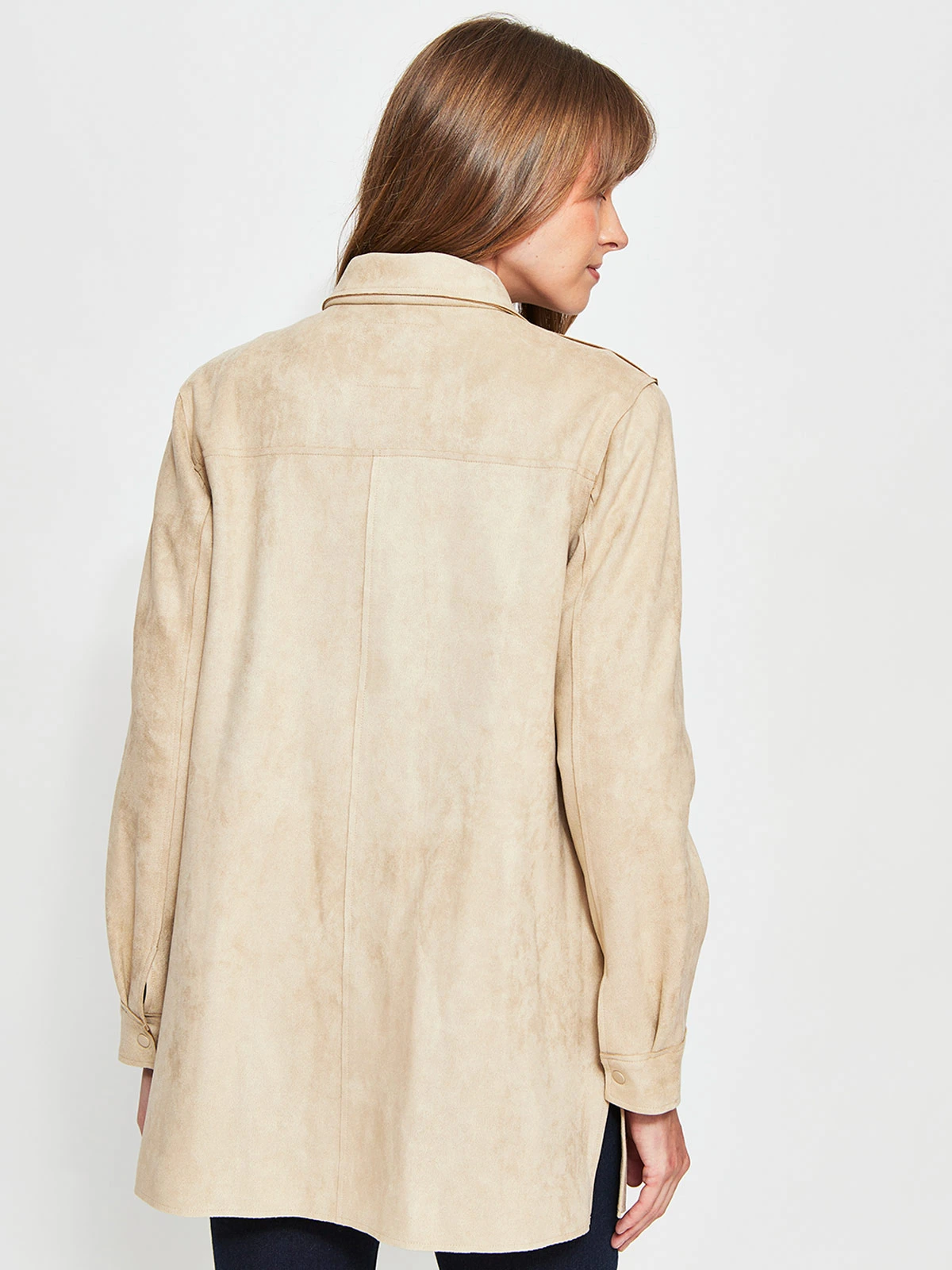 CHAQUETA MUJER AZIZ LARGA TIPO SUEDE - 2