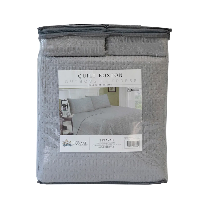QUILT DORAL BOSTON 2 PLAZAS GRIS - 4