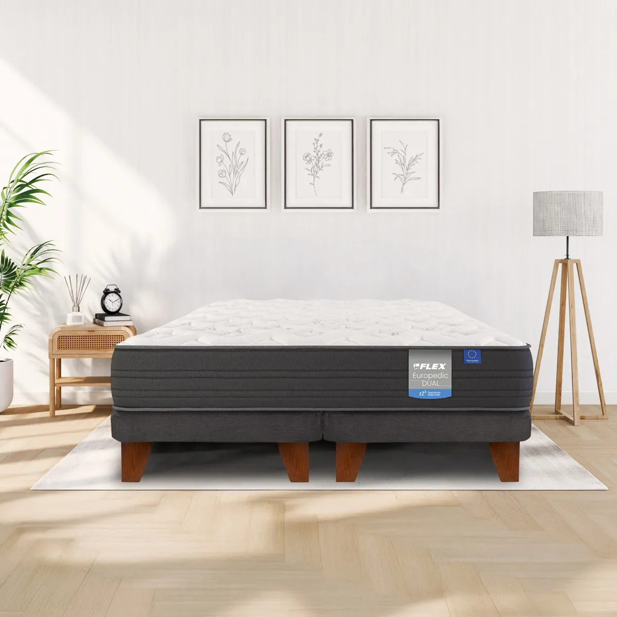 CAMA EUROPEA FLEX EUROPEDIC DUAL 2 PLAZAS + RESPALDO ROYAL GRAFITO - 6