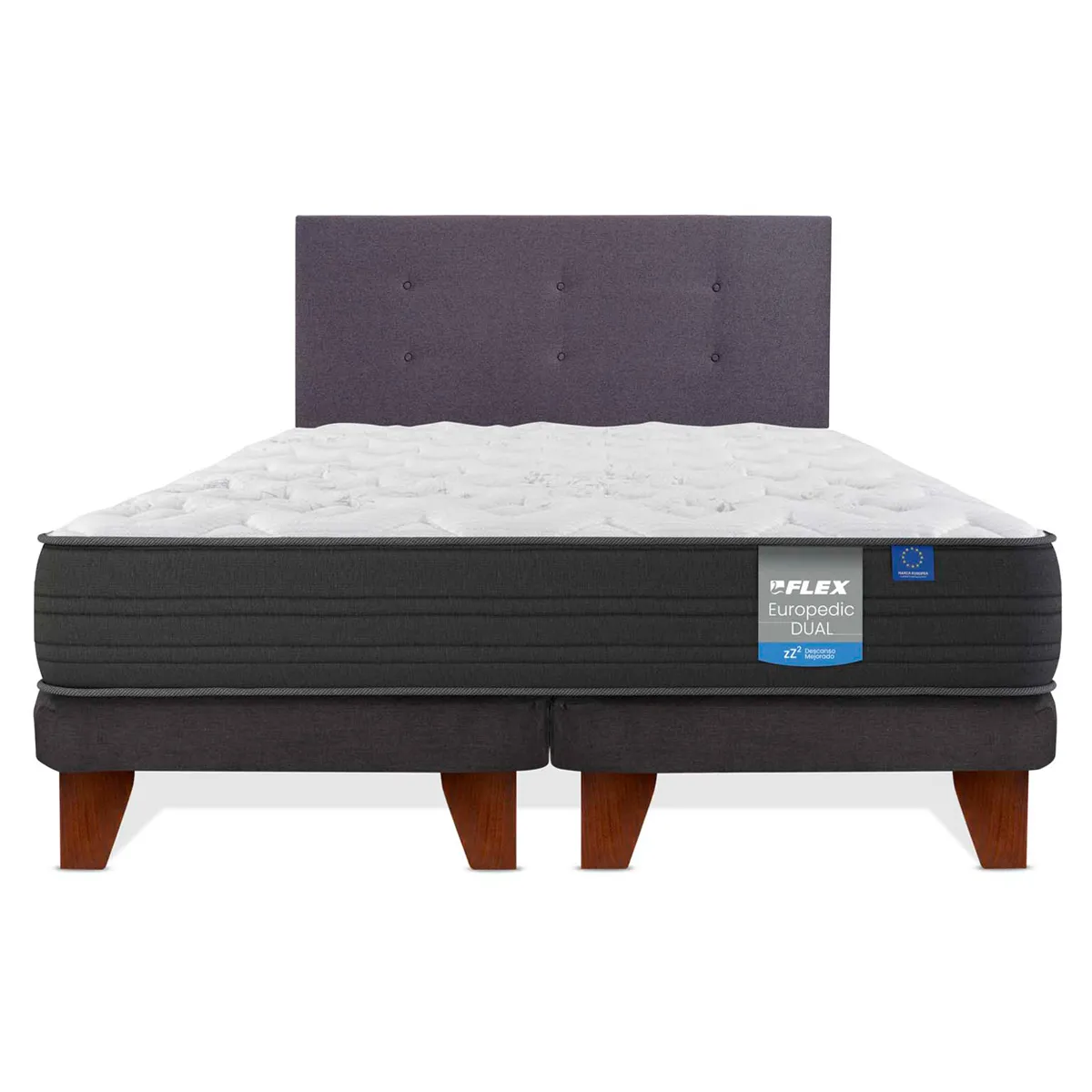 CAMA EUROPEA FLEX EUROPEDIC DUAL KING + RESPALDO ROYAL GRAFITO - 2