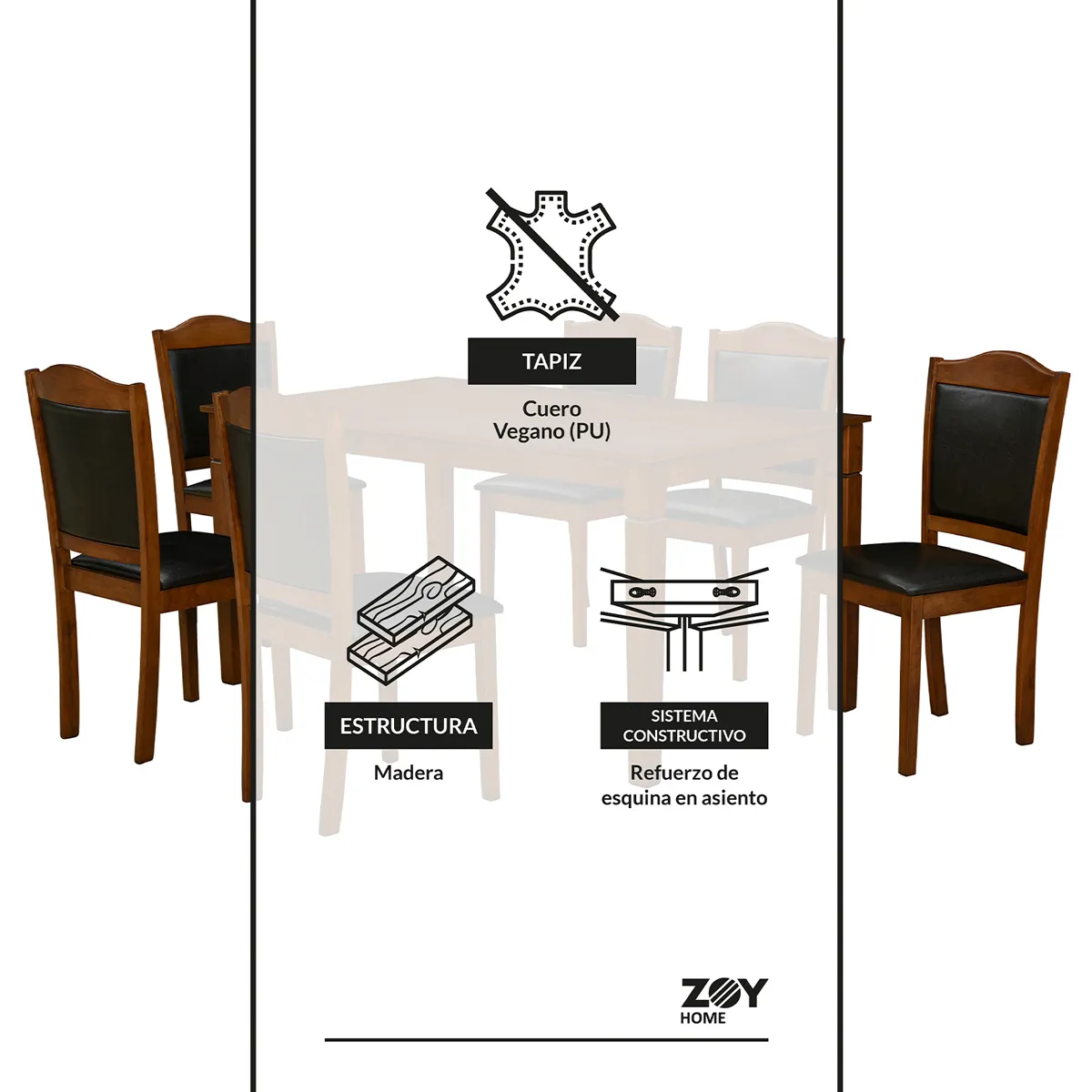 JUEGO DE COMEDOR ZOY HOME IBIZA 6 SILLAS - 10