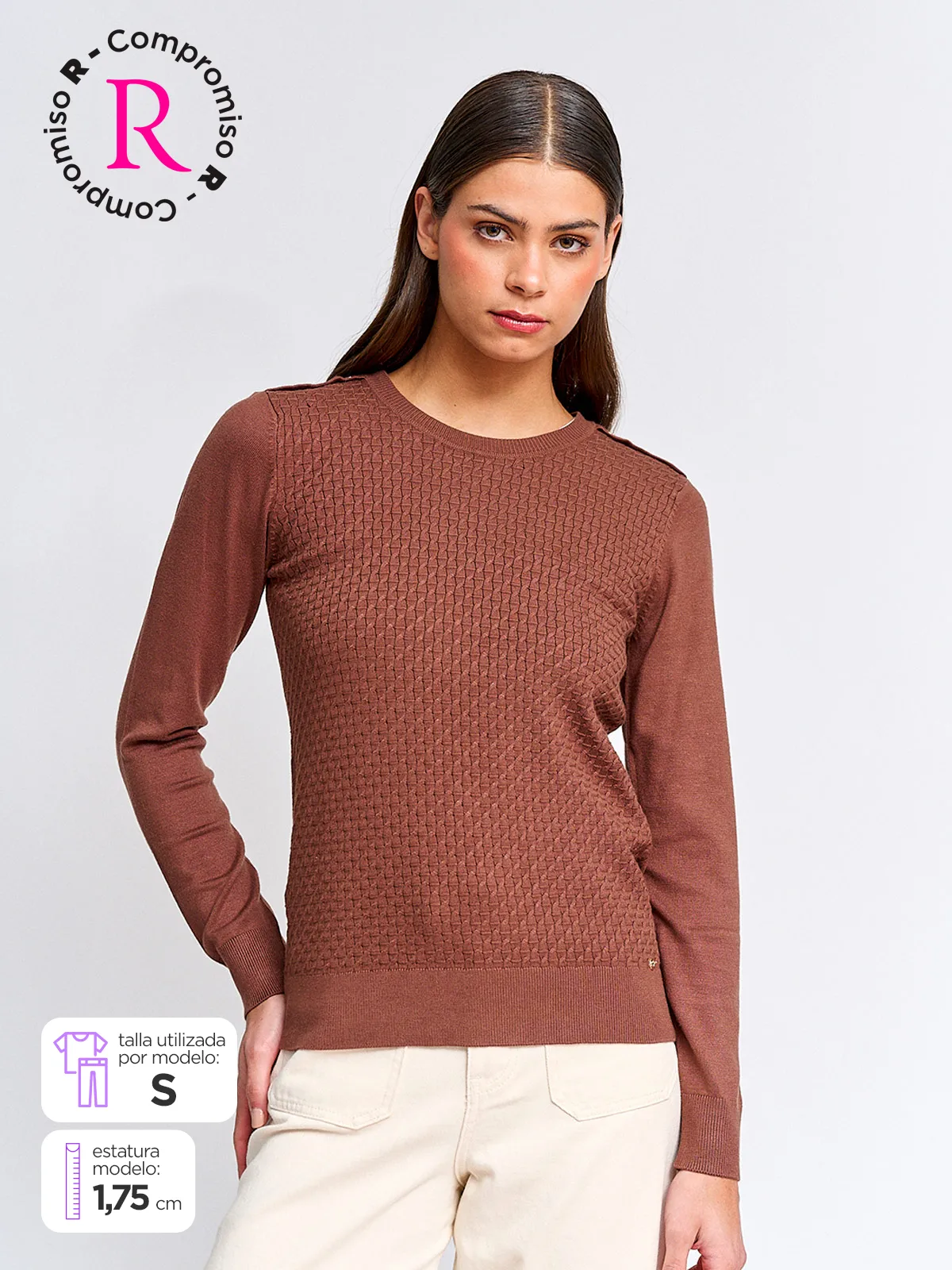 SWEATER MUJER CACHAREL MANGA LARGA TEXTURADO - 1