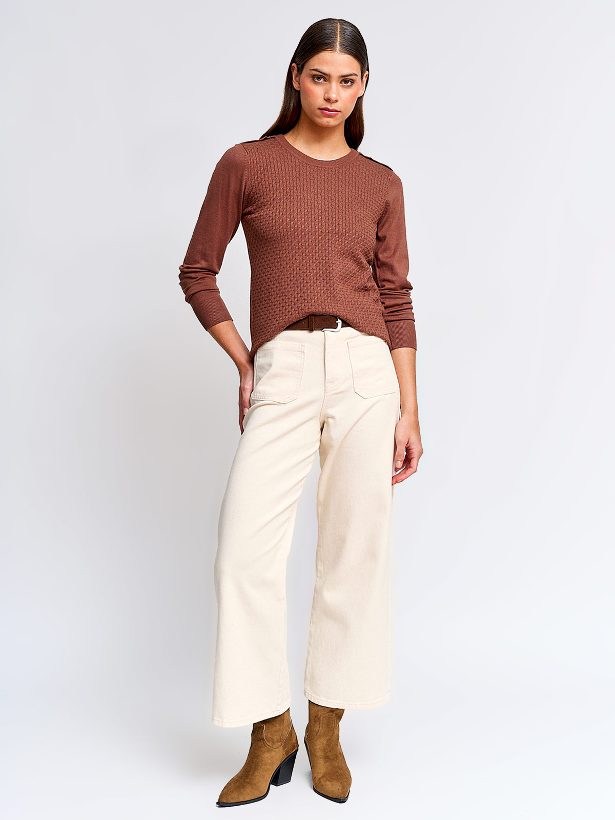 SWEATER MUJER CACHAREL MANGA LARGA TEXTURADO - 4