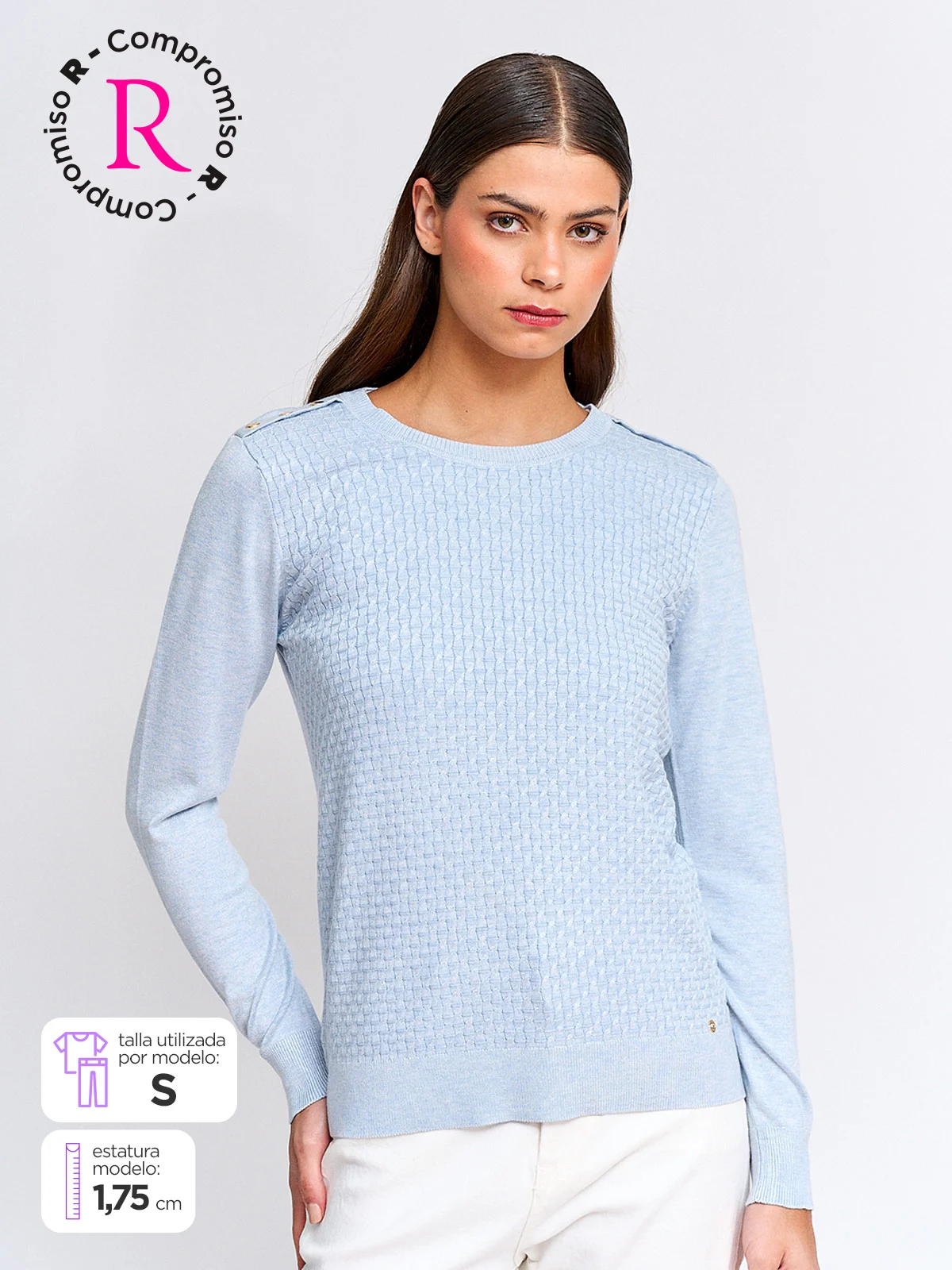 SWEATER MUJER CACHAREL MANGA LARGA TEXTURADO - 1