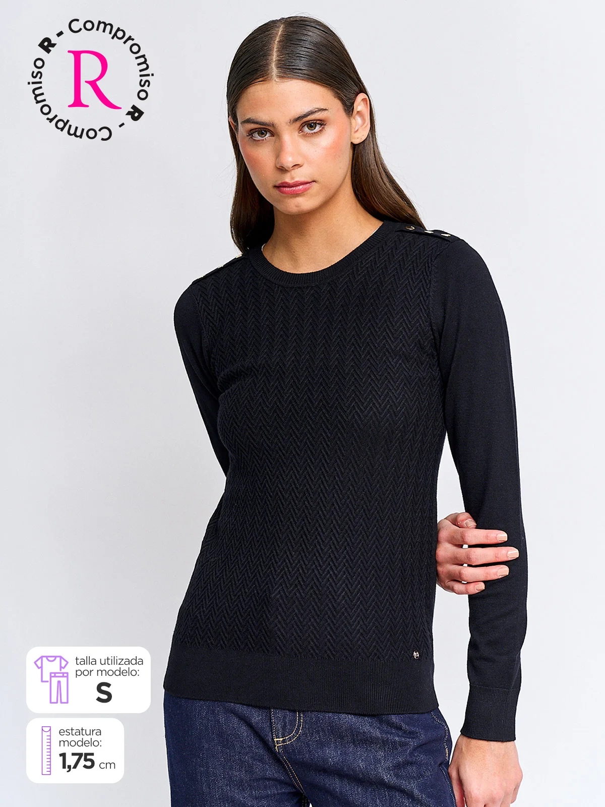 SWEATER MUJER CACHAREL MANGA LARGA TEXTURADO - 1