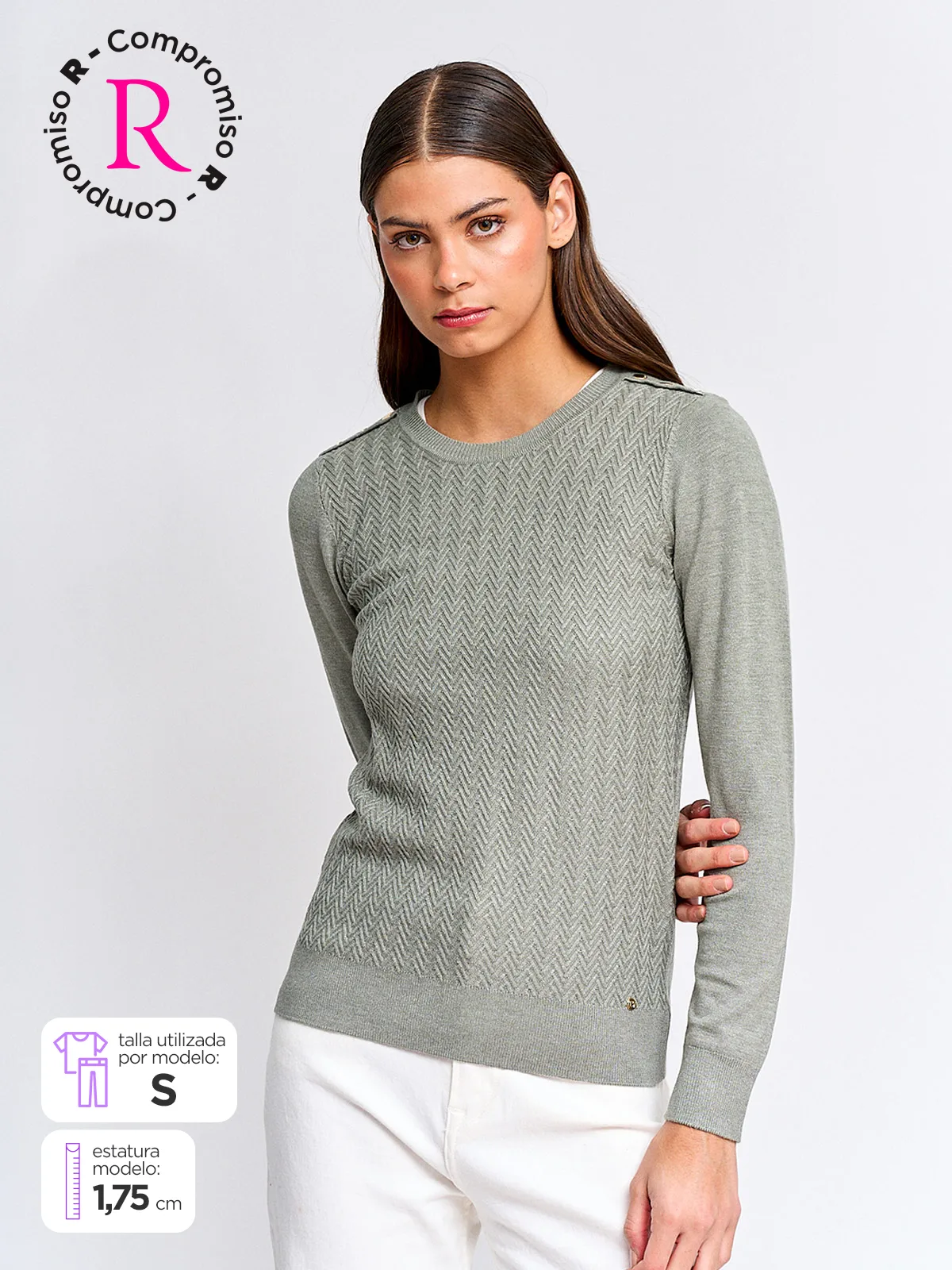 SWEATER MUJER CACHAREL MANGA LARGA TEXTURADO - 1