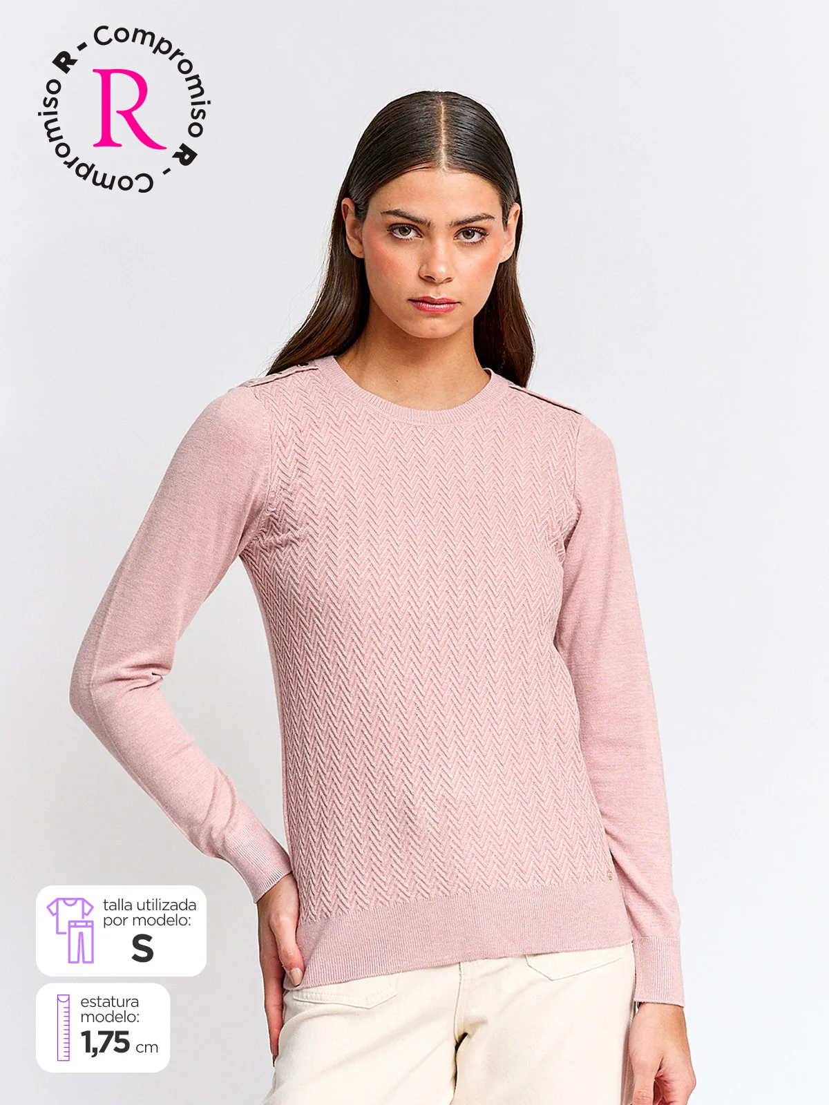 SWEATER MUJER CACHAREL MANGA LARGA TEXTURADO - 1