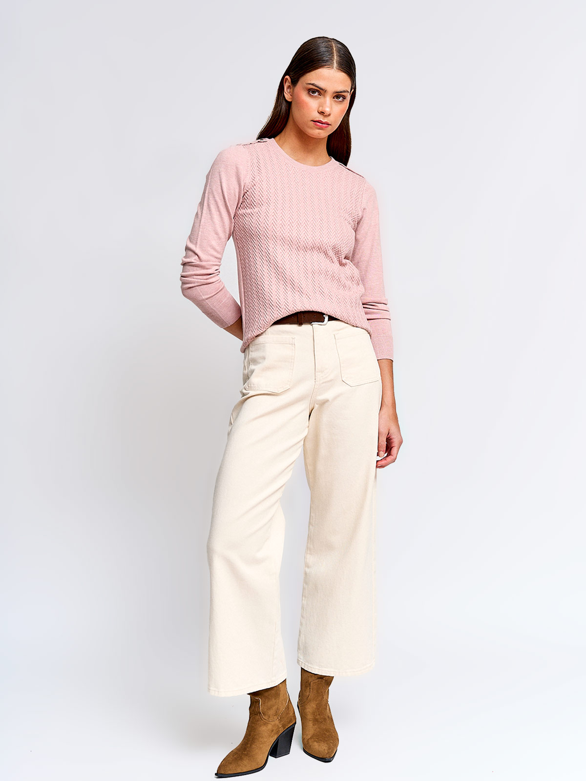 SWEATER MUJER CACHAREL MANGA LARGA TEXTURADO - 4