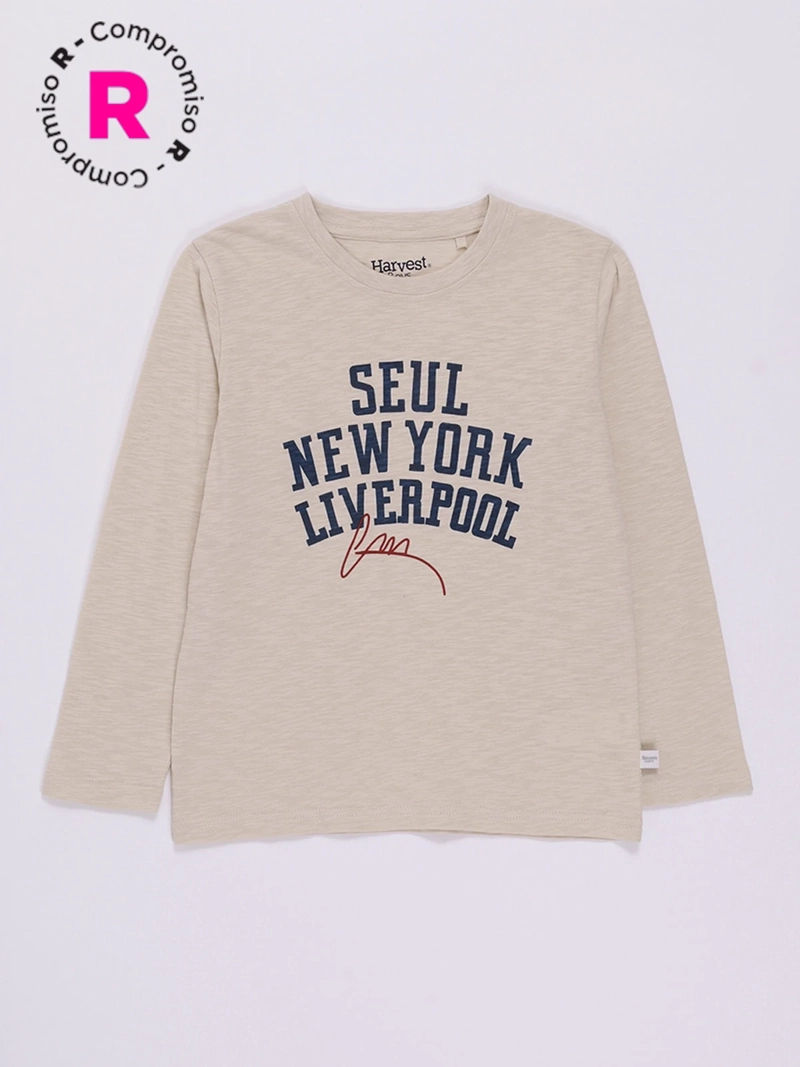 POLERA MANGA LARGA ALGODÓN NIÑO HARVEST ESTAMPADO
