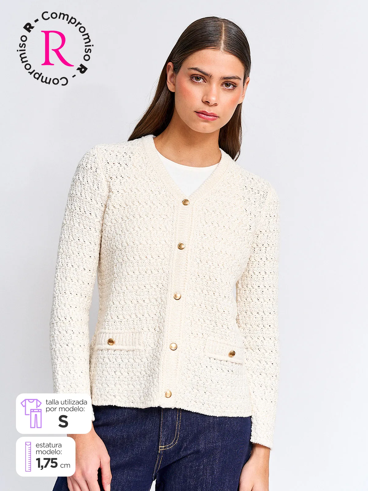 CARDIGAN MUJER CACHAREL ALGODÓN BOTONES - 1