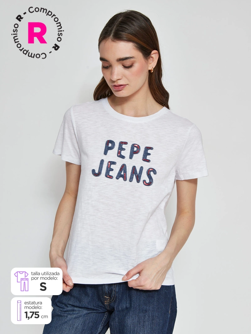 POLERA MUJER PEPE JEANS ALGODÓN LENTEJUELAS - 1
