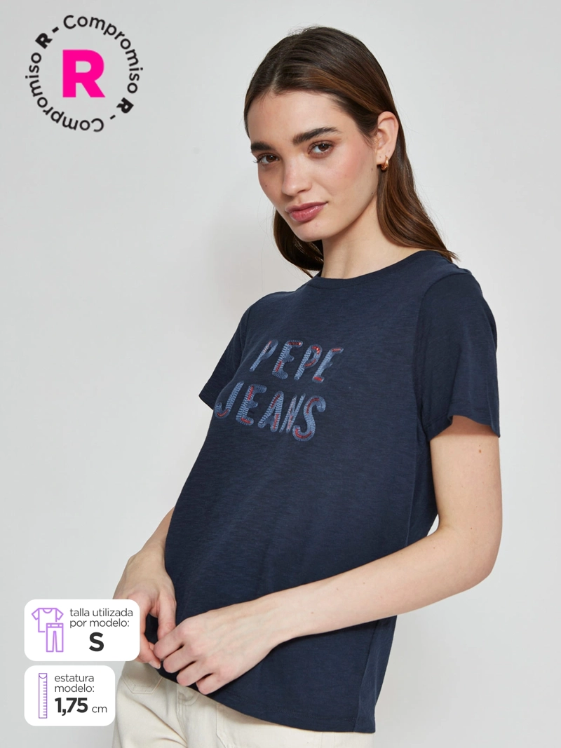 POLERA MUJER PEPE JEANS ALGODÓN LENTEJUELAS - 1
