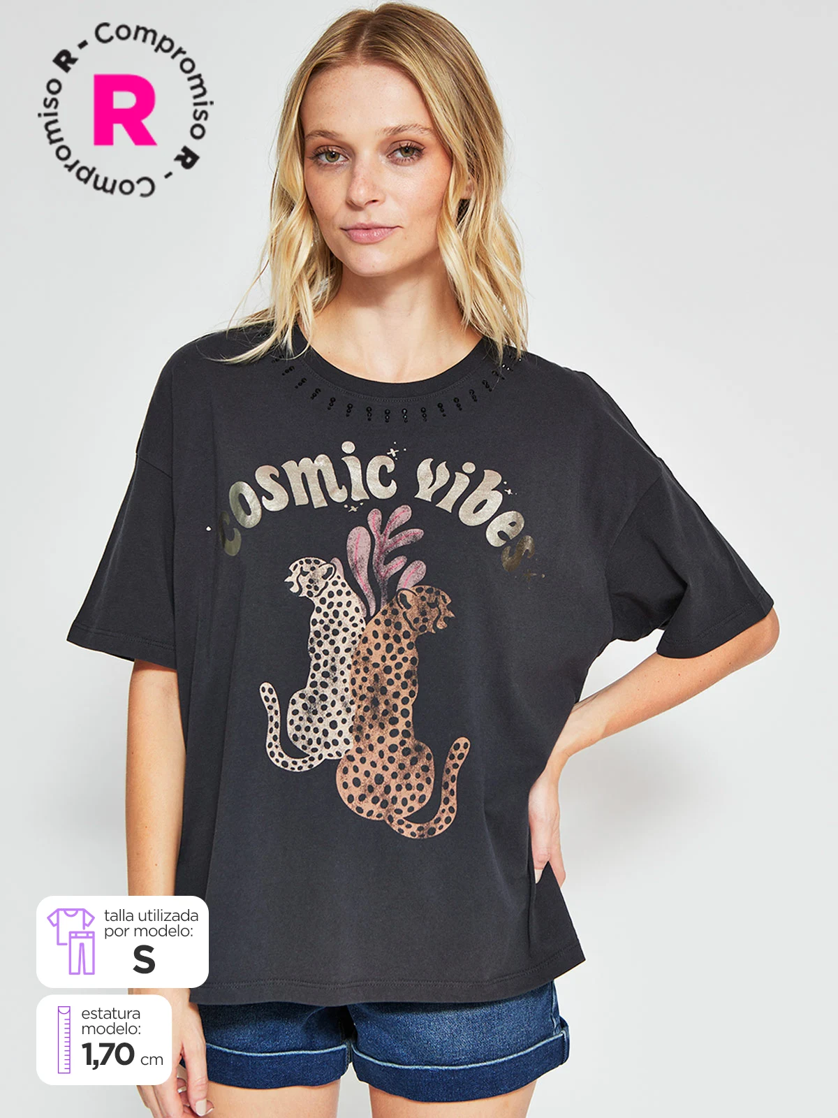 POLERA MUJER BARBADOS ALGODÓN MANGA CORTA GRÁFICA - 1