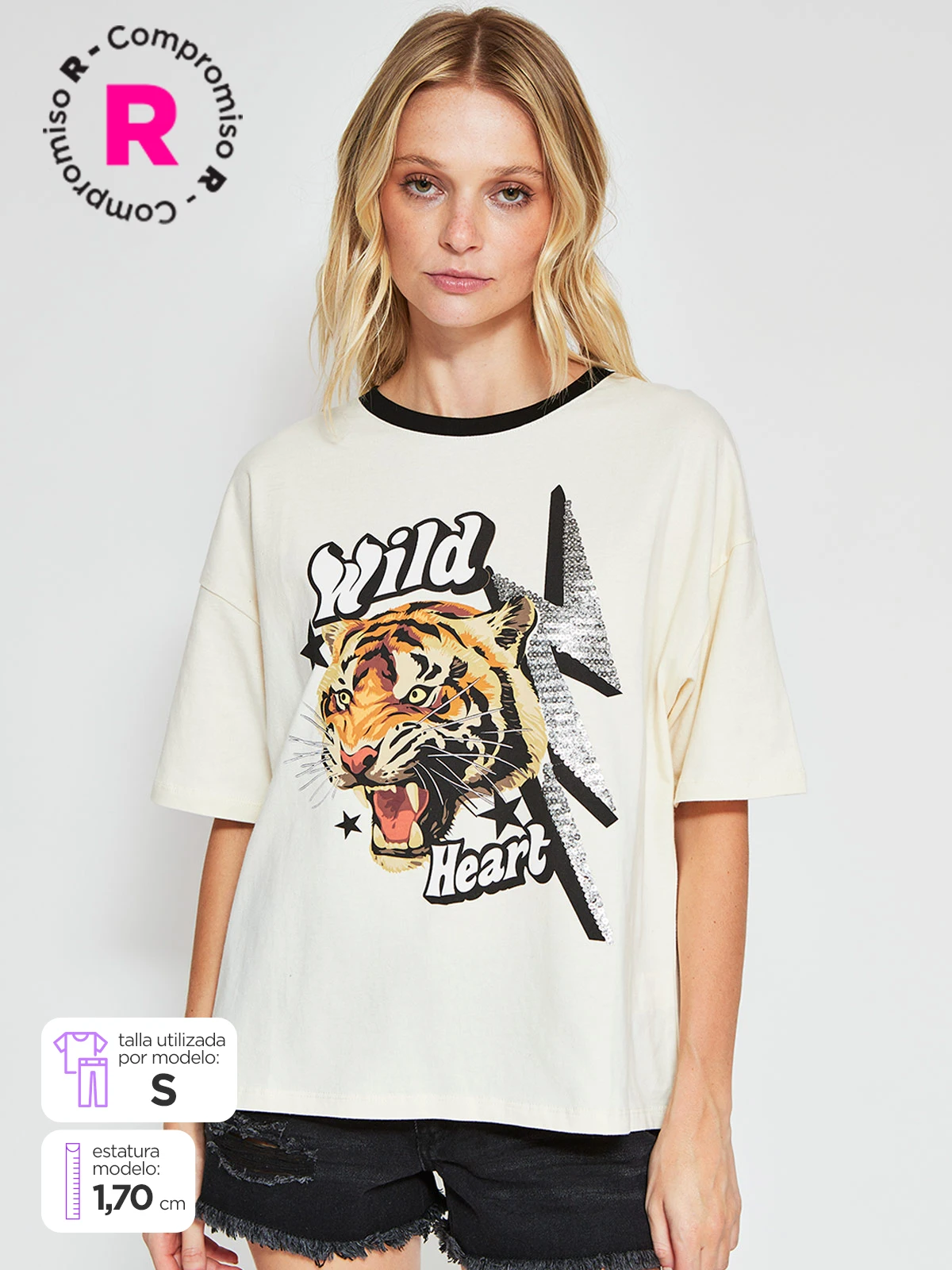 POLERA MUJER BARBADOS ALGODÓN MANGA CORTA GRÁFICA - 1