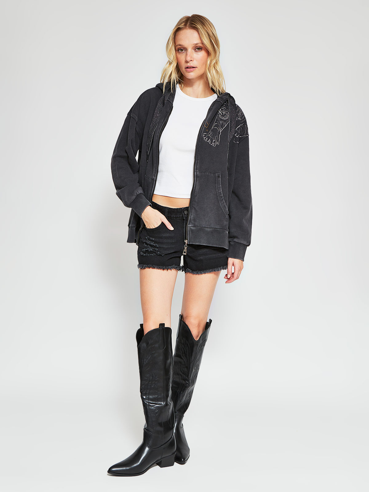 POLERÓN MUJER BARBADOS ALGODÓN FULL ZIPPER GRÁFICA - 4