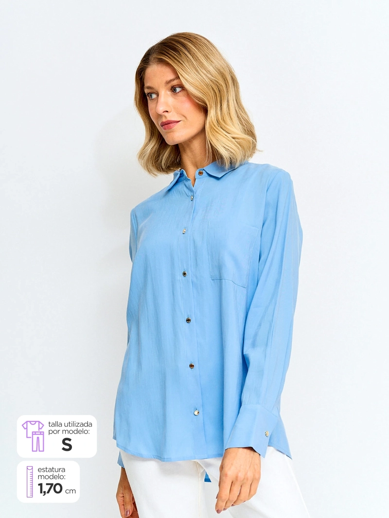 BLUSA MUJER CACHAREL MANGA LARGA CAMISERA - 1