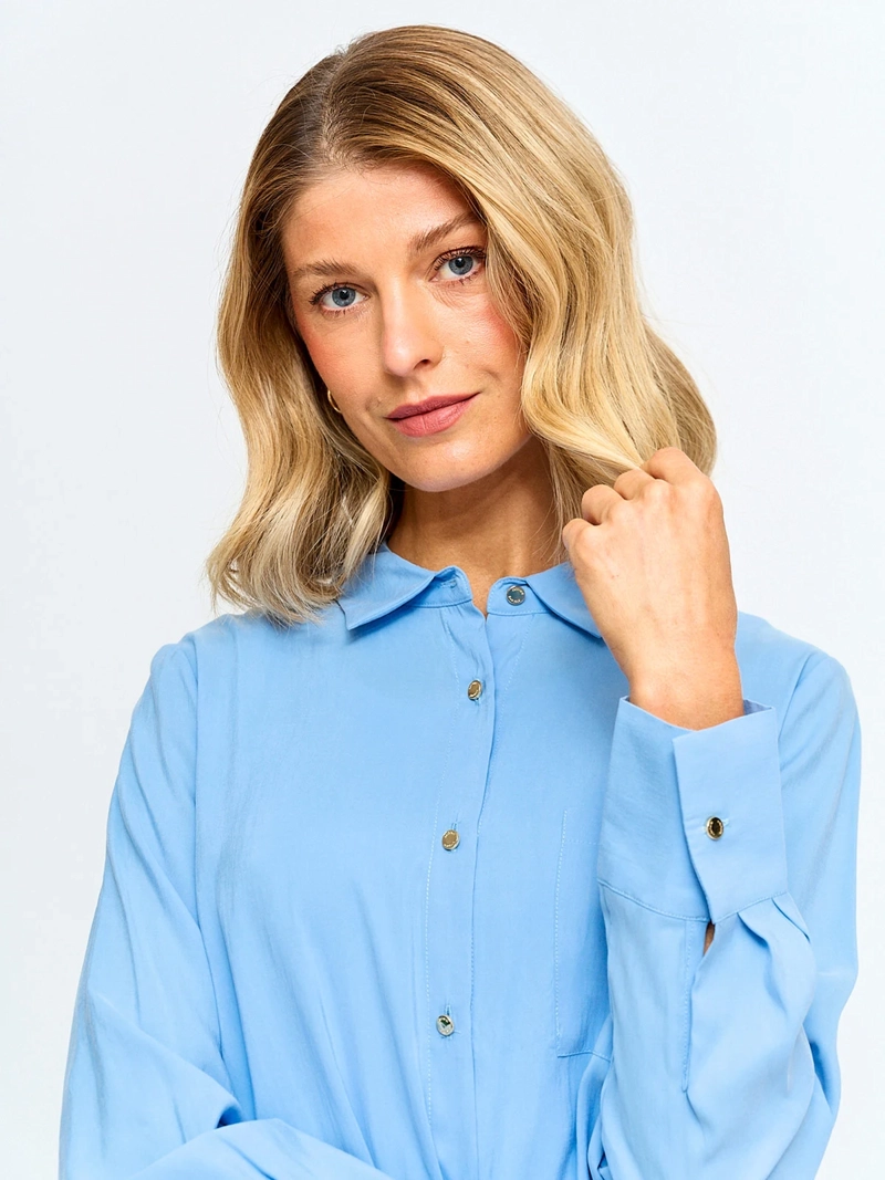 BLUSA MUJER CACHAREL MANGA LARGA CAMISERA - 3