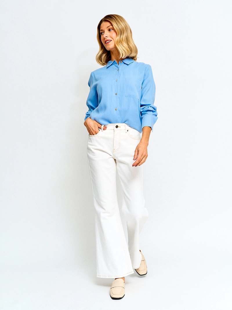BLUSA MUJER CACHAREL MANGA LARGA CAMISERA - 4