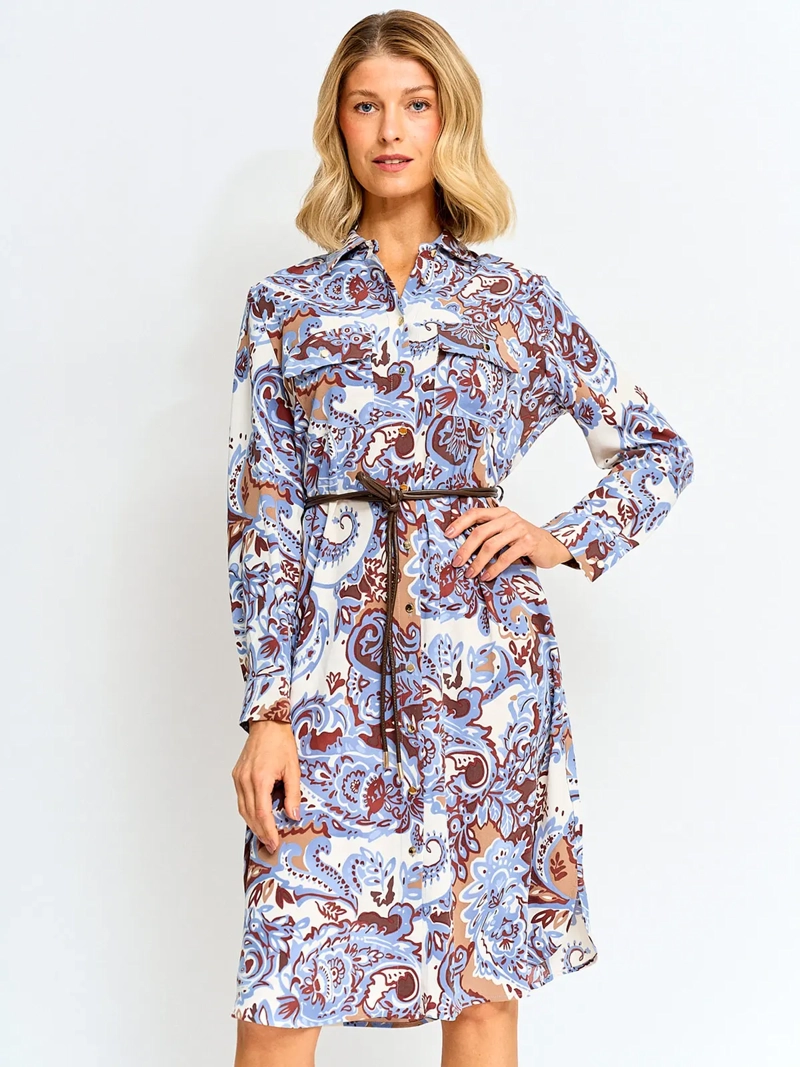 VESTIDO MUJER CACHAREL LARGO ESTAMPADO CAMISERO - 2