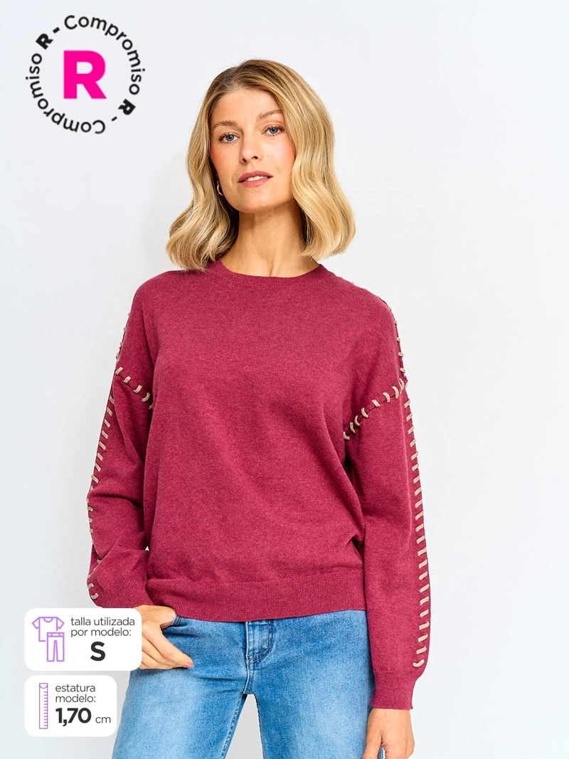 SWEATER MUJER TATIENNE ALGODÓN CUELLO REDONDO - 1