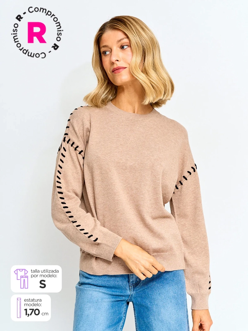 SWEATER MUJER TATIENNE ALGODÓN CUELLO REDONDO - 1
