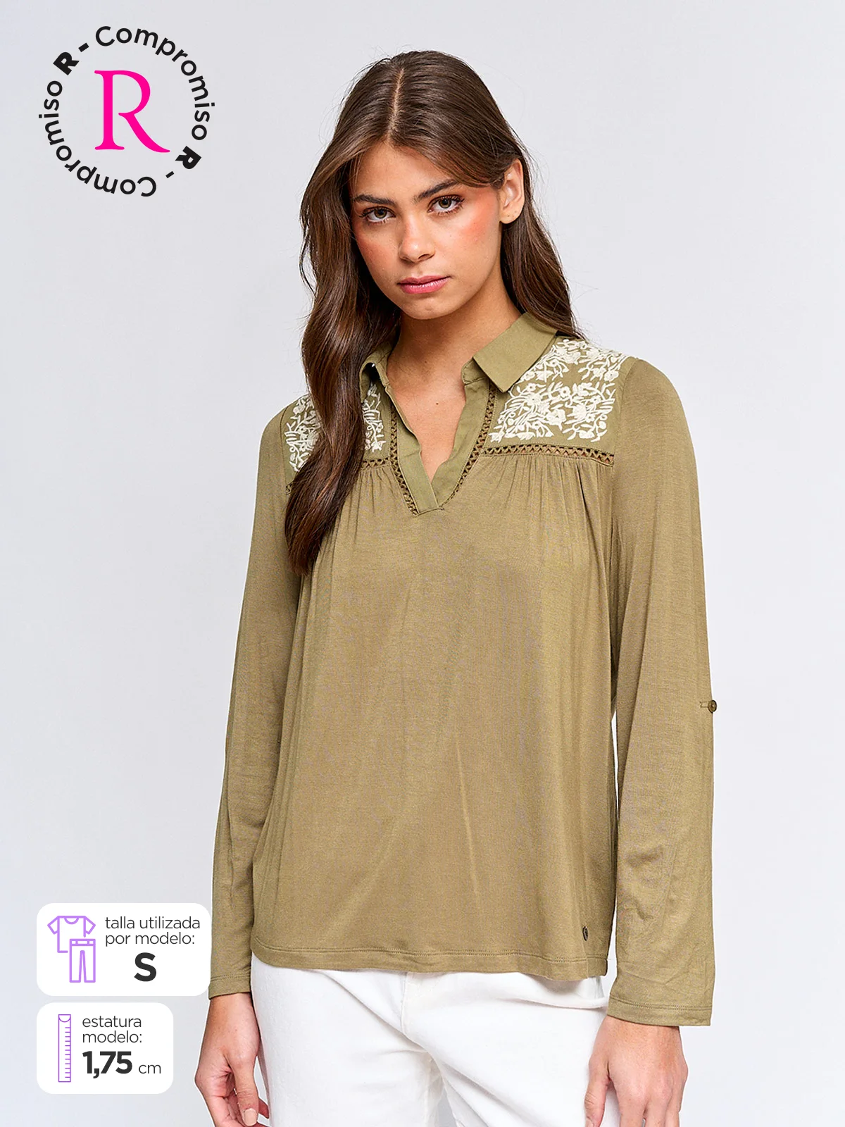 POLERA MUJER TATIENNE MANGA LARGA BORDADO - 1